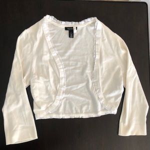 White Cropped Ruffle Cardigan